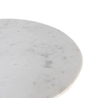 Mesa De Centro Redonda Con Tapa De Mármol Y Base De Madera Escultural Leclerc, tapa