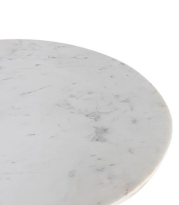 Mesa De Centro Redonda Con Tapa De Mármol Y Base De Madera Escultural Leclerc, tapa