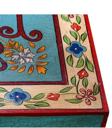 Mesa de Centro Pintada a Mano con Cajón Udaipur, detalle