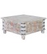 Mesa de Centro Tallada a Mano en Madera de Mango Maharaja, perfil