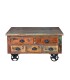 Mesa de Centro con 5 Cajones de Madera Reciclada con Ruedas Edelmira, frente