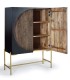 Aparador Alto de Madera de Mango con 2 Puertas y Base de Metal Braulia, abierta