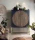 Aparador Alto de Madera de Mango con 2 Puertas y Base de Metal Braulia