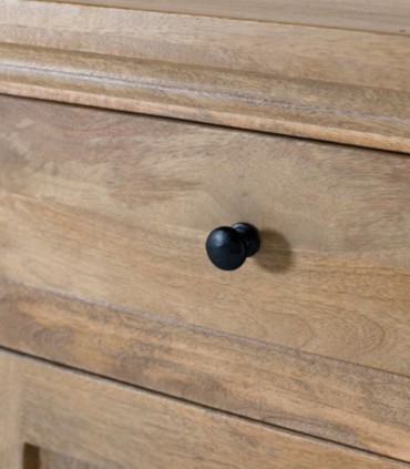 Alacena de Madera de Mango Natural con Vitrina y Cajones Villaclara, cajon