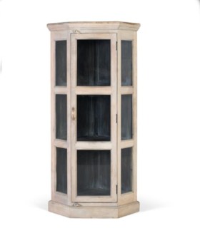 Vitrina Rinconera de Madera de Mango Natural Blanqueado Barrenechea