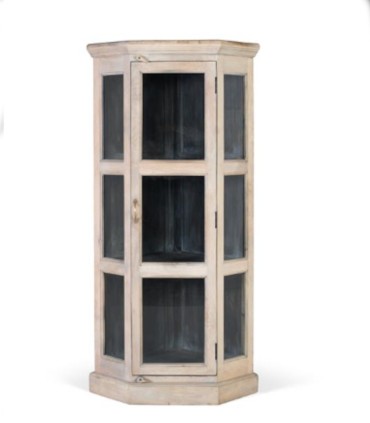 Vitrina Rinconera de Madera de Mango Natural Blanqueado Barrenechea