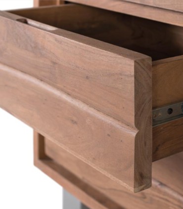 Vitrina de Madera de Acacia Maciza con Cajones y Cristal Oñate de Ambar Muebles, cajon