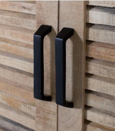 Vitrina De Madera De Mango Con Puertas De Cristal, Cajones Y Puertas De Lamas Vega de Ambar Muebles