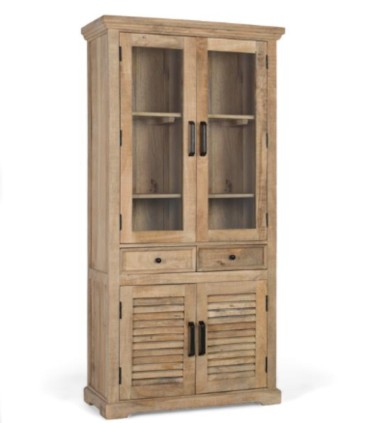 Vitrina De Madera De Mango Con Puertas De Cristal, Cajones Y Puertas De Lamas Vega, lado