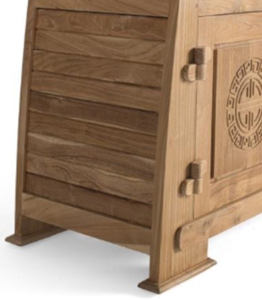 Vitrina De Madera Maciza De Teca Con Puertas De Cristal Y Tallados Artesanales Zenon, pata