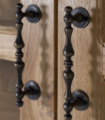 Vitrina de Madera Maciza de Teca con Puertas de Cristal Velmori, tirador