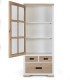 Vitrina de Madera Maciza Mindi con Puerta de Cristal y Cajones Montelongo, abierta