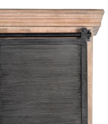 Alacena Industrial de Madera de Mango con Puerta Corredera y 4 Cajones Valdenegro, detalle puerta