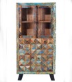 Vitrina de Madera Reciclada con Puertas de Cristal y Cajones Anand