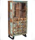 Vitrina de Madera Reciclada con Puertas de Cristal y Cajones Anand, lado