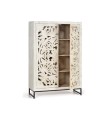 Alacena de Madera de Mango Tallada con 2 Puertas y Base de Hierro Lucky I