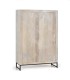Alacena de Madera de Mango Tallada con 2 Puertas y Base de Hierro Lucky I, detras