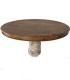 Mesa de Comedor Redonda de Madera de Mango Maciza con Pata Torneada Blanca Prudencio, tapa
