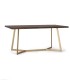 Mesa de Comedor de Madera de Mango Maciza con Patas de Metal Dorado Renzo, lado