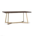 Mesa de Comedor de Madera de Mango Maciza con Patas de Metal Dorado Renzo