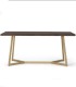 Mesa de Comedor de Madera de Mango Maciza con Patas de Metal Dorado Renzo, frente