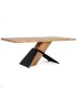 Mesa de Comedor Rectangular de Madera de Acacia Natural y Metal Industrial con Bordes Irregulares Tiberio, lado
