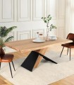 Mesa de Comedor Rectangular de Madera de Acacia Natural y Metal Industrial con Bordes Irregulares Tiberio