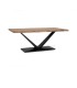 Mesa de Comedor Rectangular de Acacia Natural con Patas Metálicas en V Amir, frente
