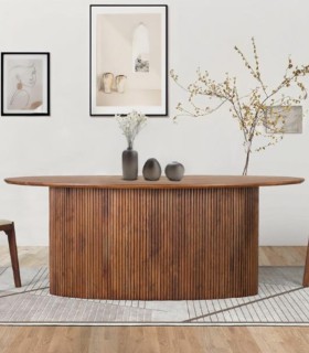 Mesa de Comedor Ovalada de Madera de Acacia Recuperada Ivar, ambiente