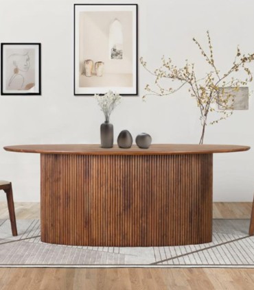 Mesa de Comedor Ovalada de Madera de Acacia Recuperada Ivar, ambiente