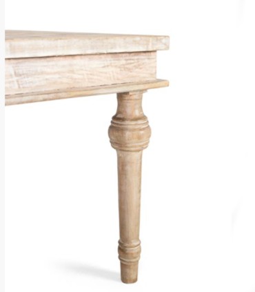 Mesa Rectangular De Madera De Mango Con Tallado Geométrico Harald, pie