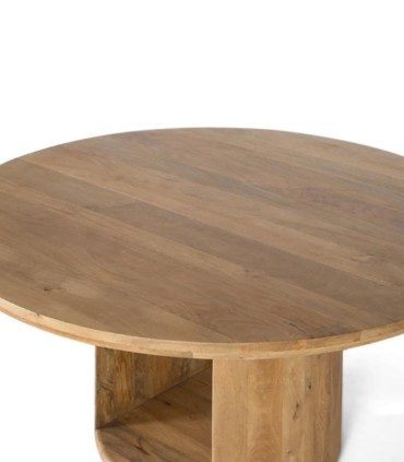 Mesa Ovalada De Madera De Mango Con Base Abierta Y Moldura Decorativa Alerek de Ambar Muebles, redonda