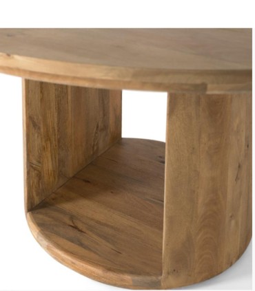 Mesa Ovalada De Madera De Mango Con Base Abierta Y Moldura Decorativa Alerek de Ambar Muebles, pie