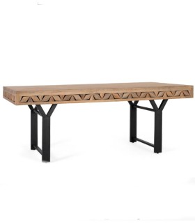 Mesa de Comedor Rectangular de Madera de Mango Fenrir, lado