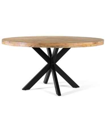 Mesa Redonda de Comedor Madera Maciza de Mango Sten