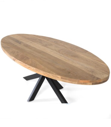 Mesa de Comedor Ovalada de Madera Maciza de Mango Sten I, arriba