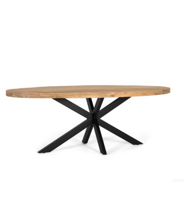 Mesa de Comedor Ovalada de Madera Maciza de Mango Sten I, frente