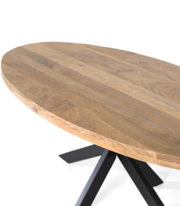Mesa de Comedor Ovalada de Madera Maciza de Mango Sten I