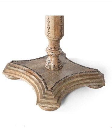 Mesa Redonda de Madera de Mango Tallada con Pedestal Central Fotini, pie