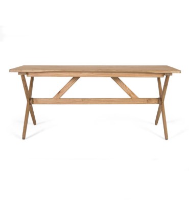 Mesa de Madera de Mindi Natural Desmontable Dorian, frente