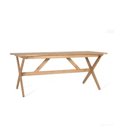 Mesa de Madera de Mindi Natural Desmontable Dorian, lado
