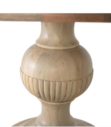 Mesa de Comedor Redonda de Madera Maciza de Mango Tallada Eirene, pie central