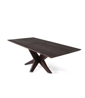 Mesa de comedor industrial de madera de mango maciza Petros, perfil