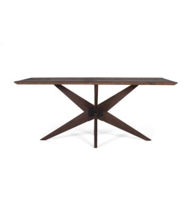 Mesa de comedor industrial de madera de mango maciza Petros