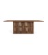 Mesa de comedor de madera maciza con base central de listones Alkeon, frente
