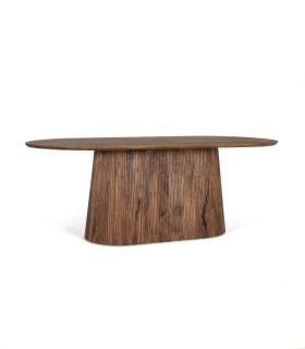 Mesa de Comedor Ovalada de Madera de Mango Melina, lado