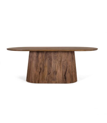 Mesa de Comedor Ovalada de Madera de Mango Melina, frente