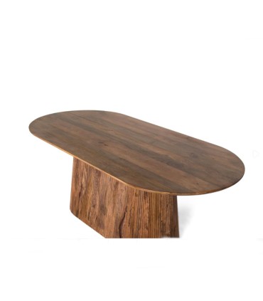 Mesa de Comedor Ovalada de Madera de Mango Melina, arriba
