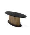 Mesa de Comedor Ovalada Negra en Madera de Mango con Base Dorada Estilo Art Déco Moderno Imperium