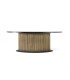 Mesa de Comedor Ovalada Negra en Madera de Mango con Base Dorada Estilo Art Déco Moderno Imperium, frente